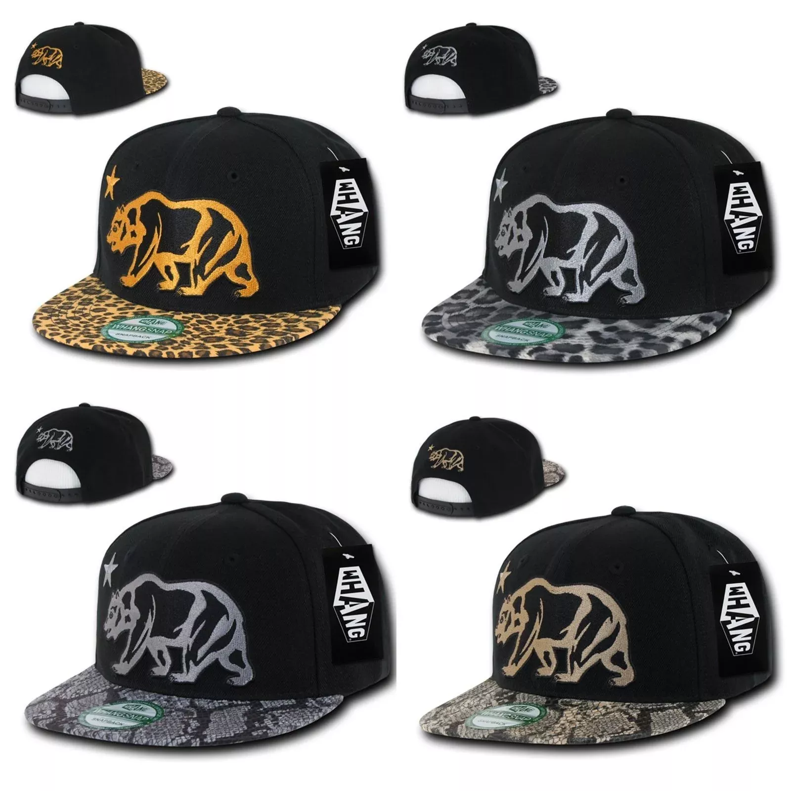 1 Dozen Animal Leopard Snake Skin Cali Republic Bear Snapback Hats Wholesale Bulk