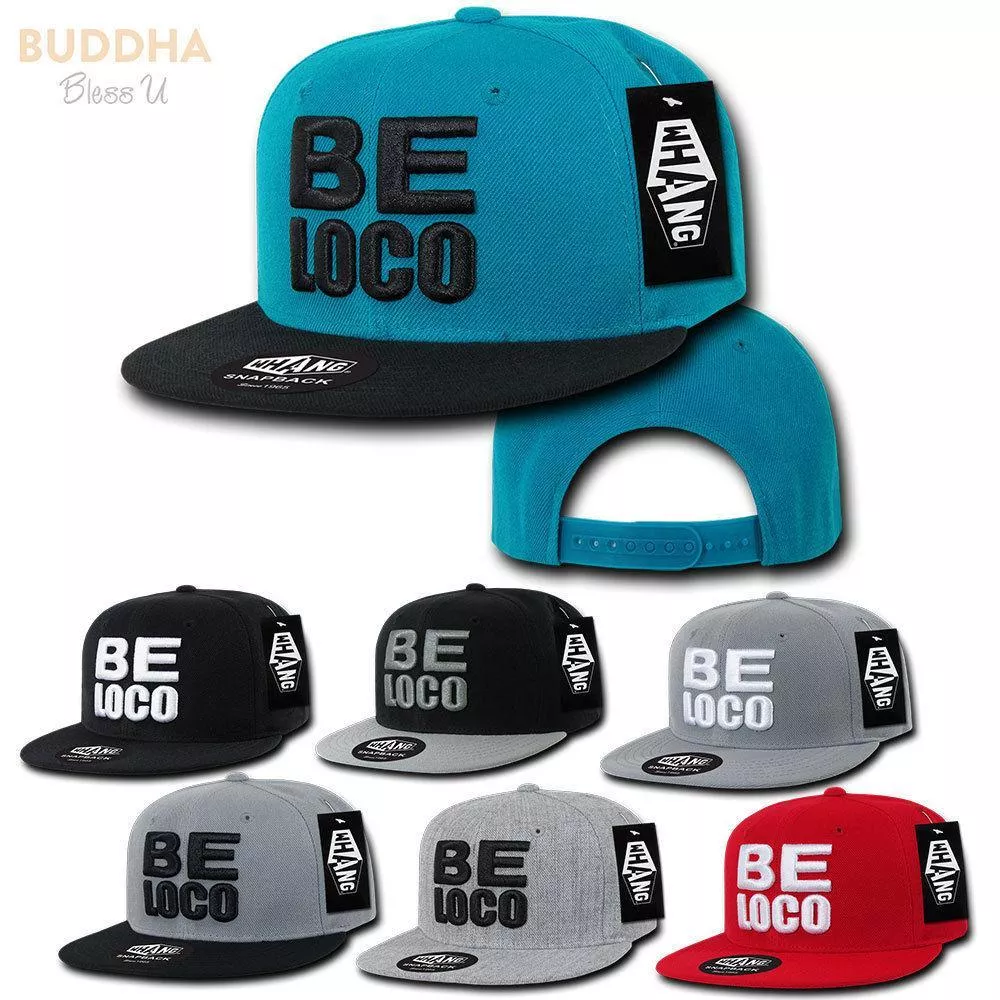 1 Dozen Be Loco 6 Panel Retro Flat Bill Constructed Snapback Hats Caps Wholesale Lots