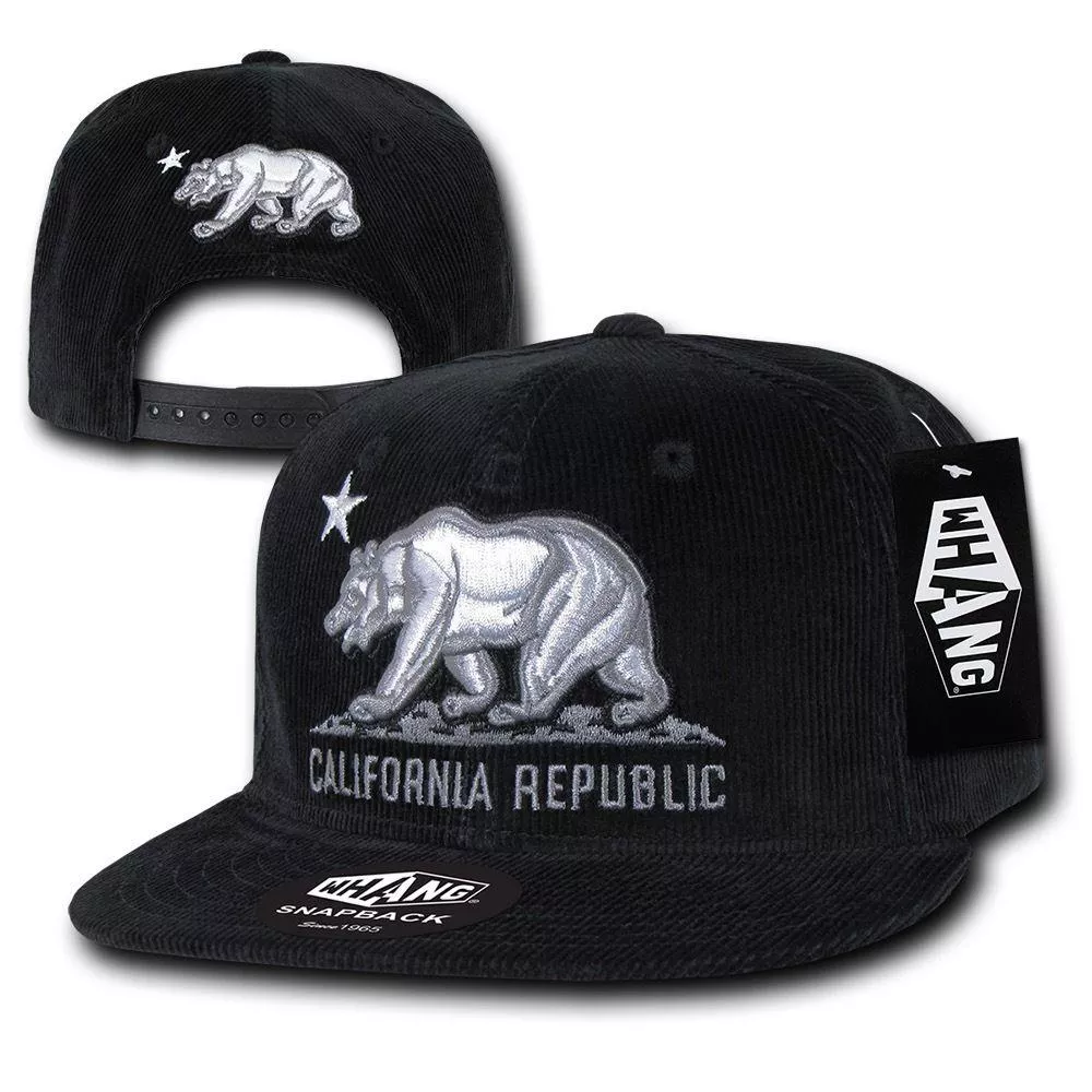 1 Dozen California Corduroy Republic Monster Bear Snapback Hat Caps Wholesale Bulk