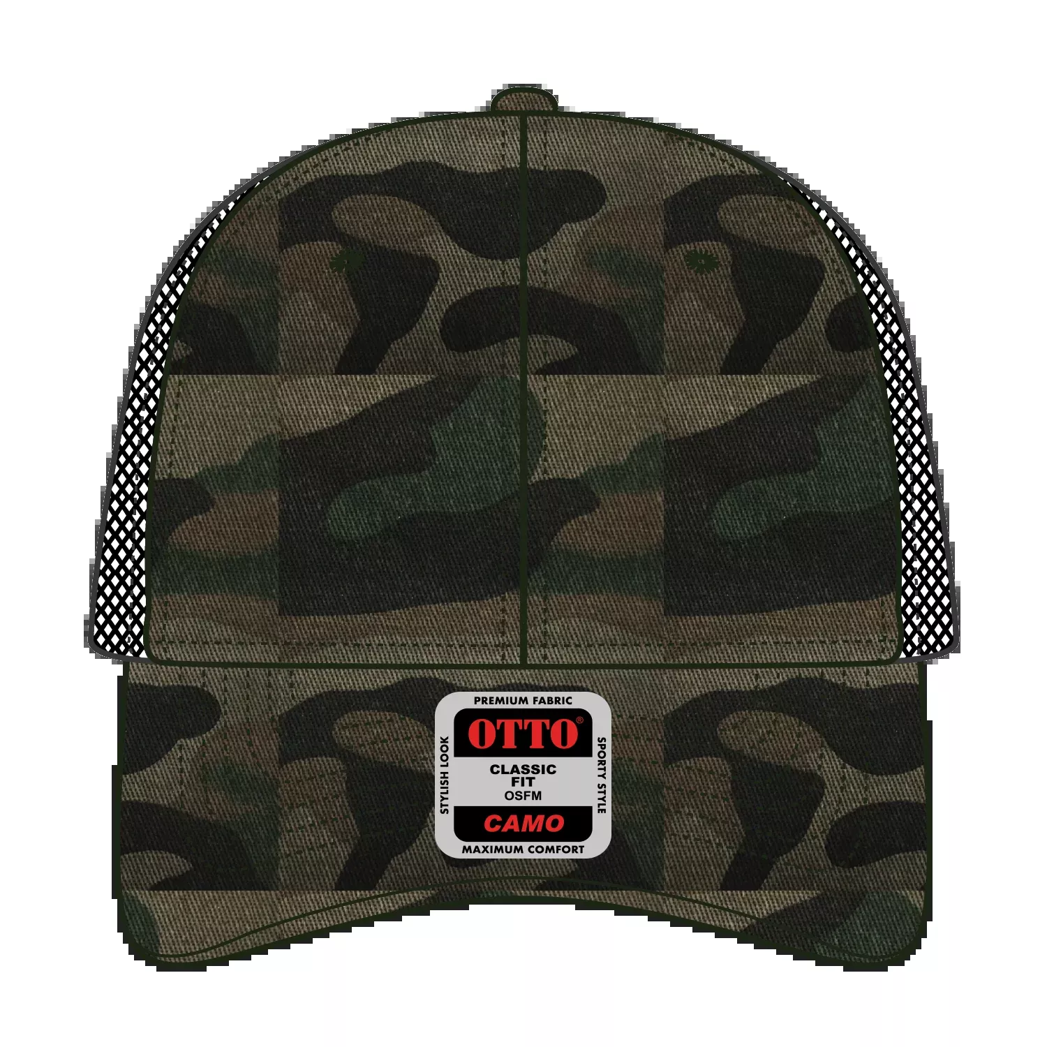 105-1247 OTTO CAP Camouflage 6 Panel Low Profile Mesh Back Trucker Hat
