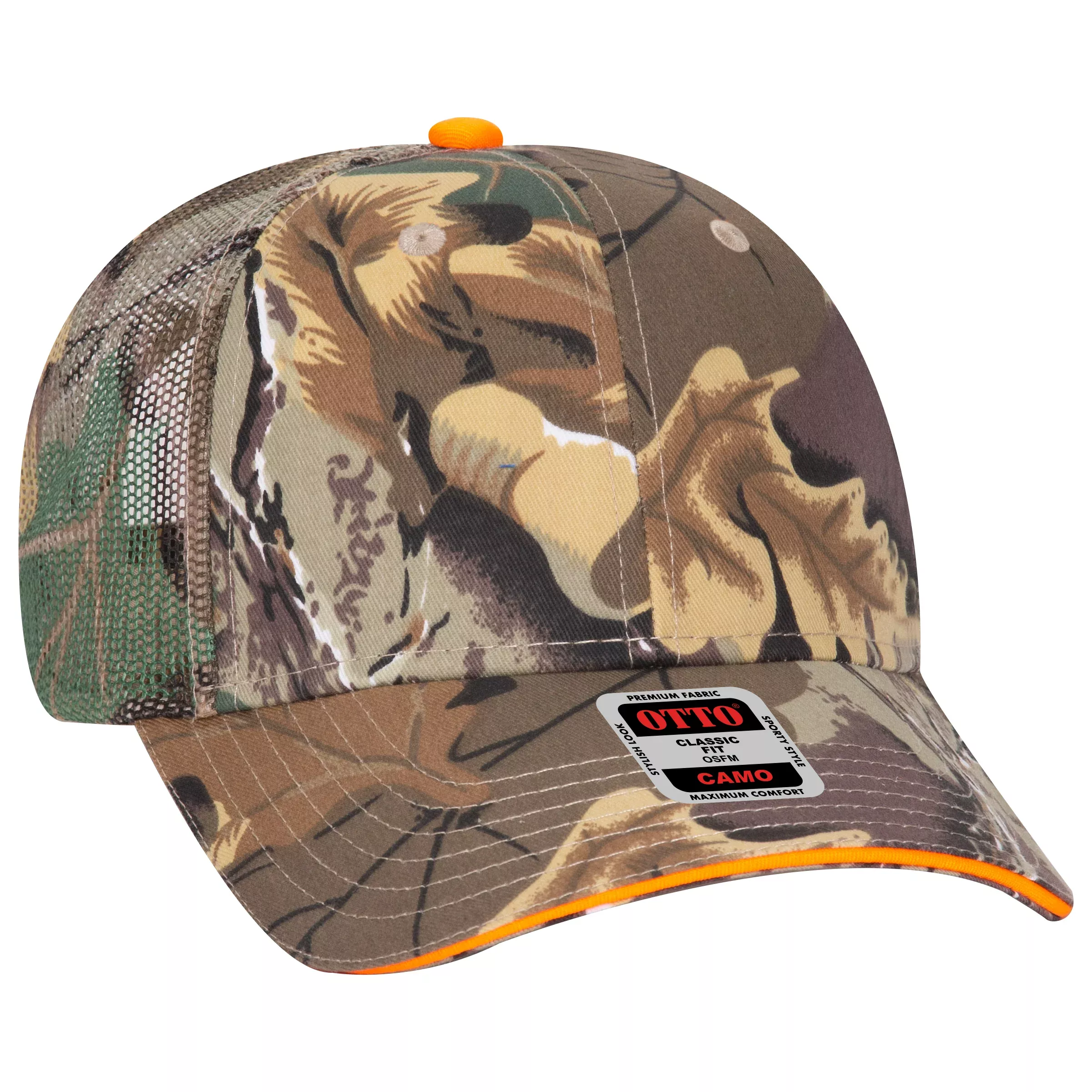 106-752 OTTO CAP Camouflage 6 Panel Low Profile Mesh Back Trucker Hat
