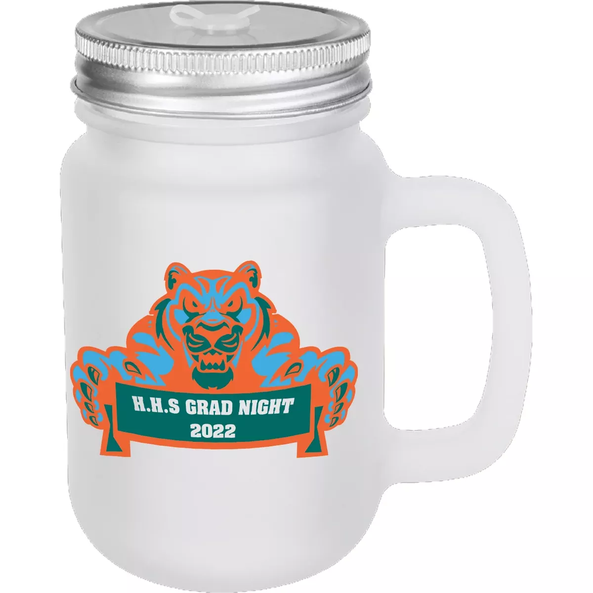 12 oz. Sublimatable Frosted Mason Jar with Lid & Straw