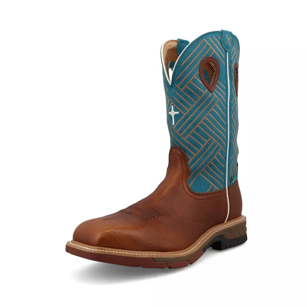 12" Western Work Boot - Sequoia & Turquoise - MXBAW07