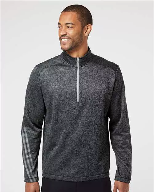 Adidas A284R Brushed Terry Heathered Quarter-Zip Pullover With Custom Embroidery