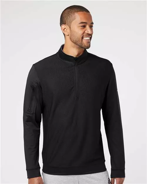 Adidas A295 Performance Textured Quarter-Zip Pullover With Custom Embroidery