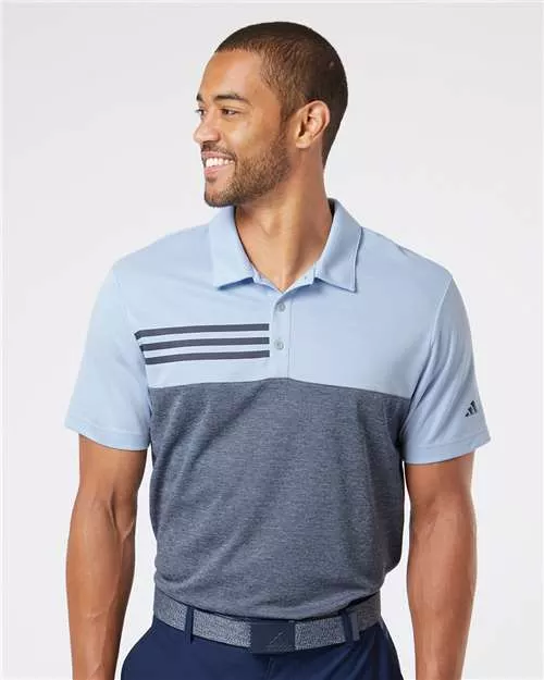 Adidas A508 Heathered Colorblocked 3-Stripes Polo With Custom Embroidery