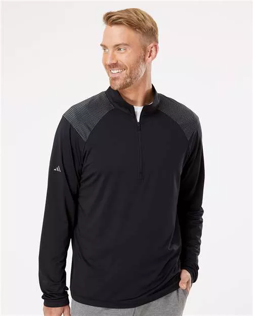 Adidas A520 Shoulder Stripe Quarter-Zip Pullover With Custom Embroidery