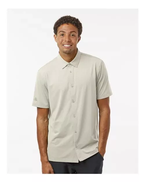 Adidas A595 Button Down Short Sleeve Shirt With Custom Embroidery