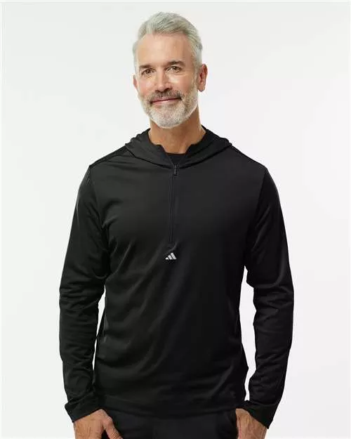 Adidas A596 Lightweight Performance Quarter-Zip Hooded Pullover With Custom Embroidery