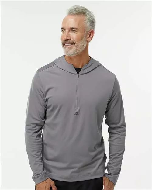 Adidas A596 Men's Lightweight Quarter-Zip Hooded Pullover