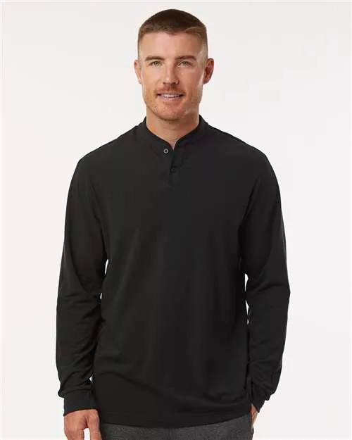 Adidas A597 Henley Long Sleeve Tee With Custom ScreenPrint