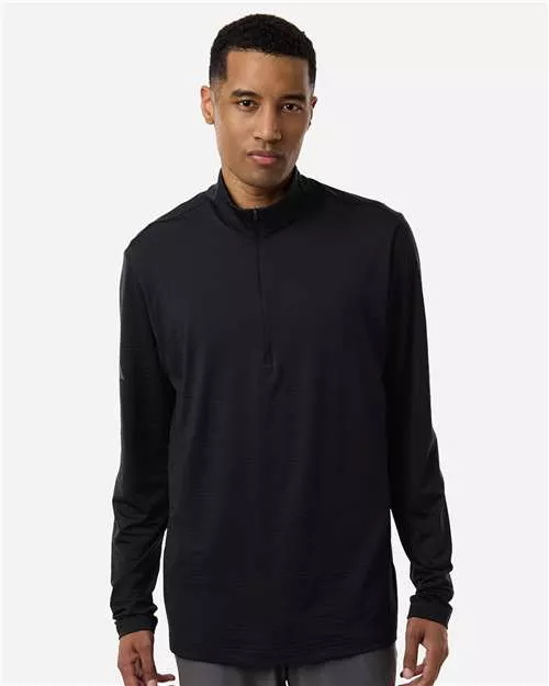 Adidas A708 Men's Textured Stripe Quarter-Zip Pullover With Custom Embroidery