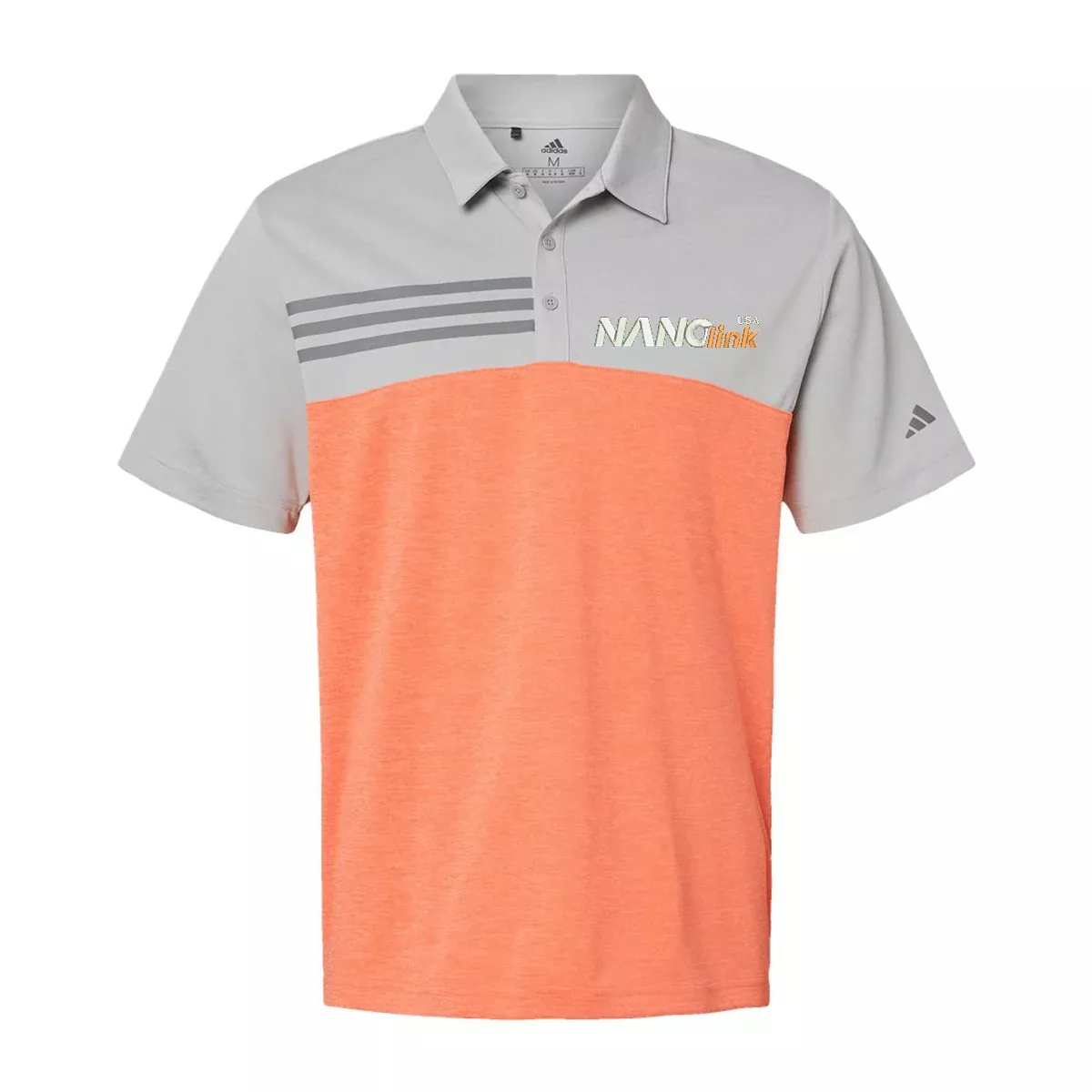 Adidas Heathered Colorblocked 3-Stripes Polo A508