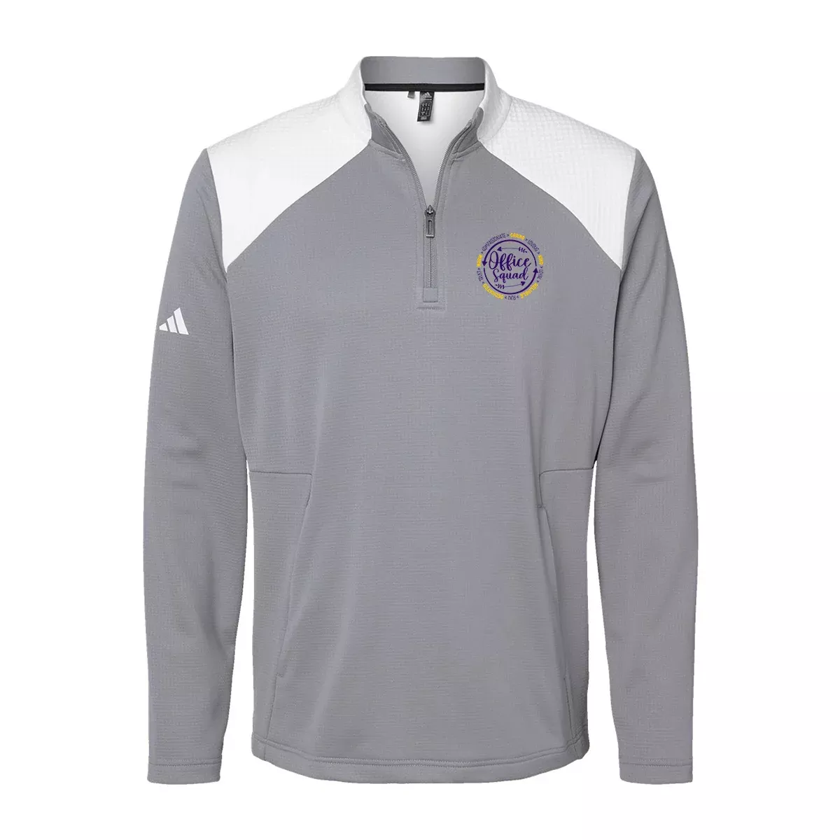 Adidas Textured Mixed Media Quarter-Zip Pullover A532, Full Color