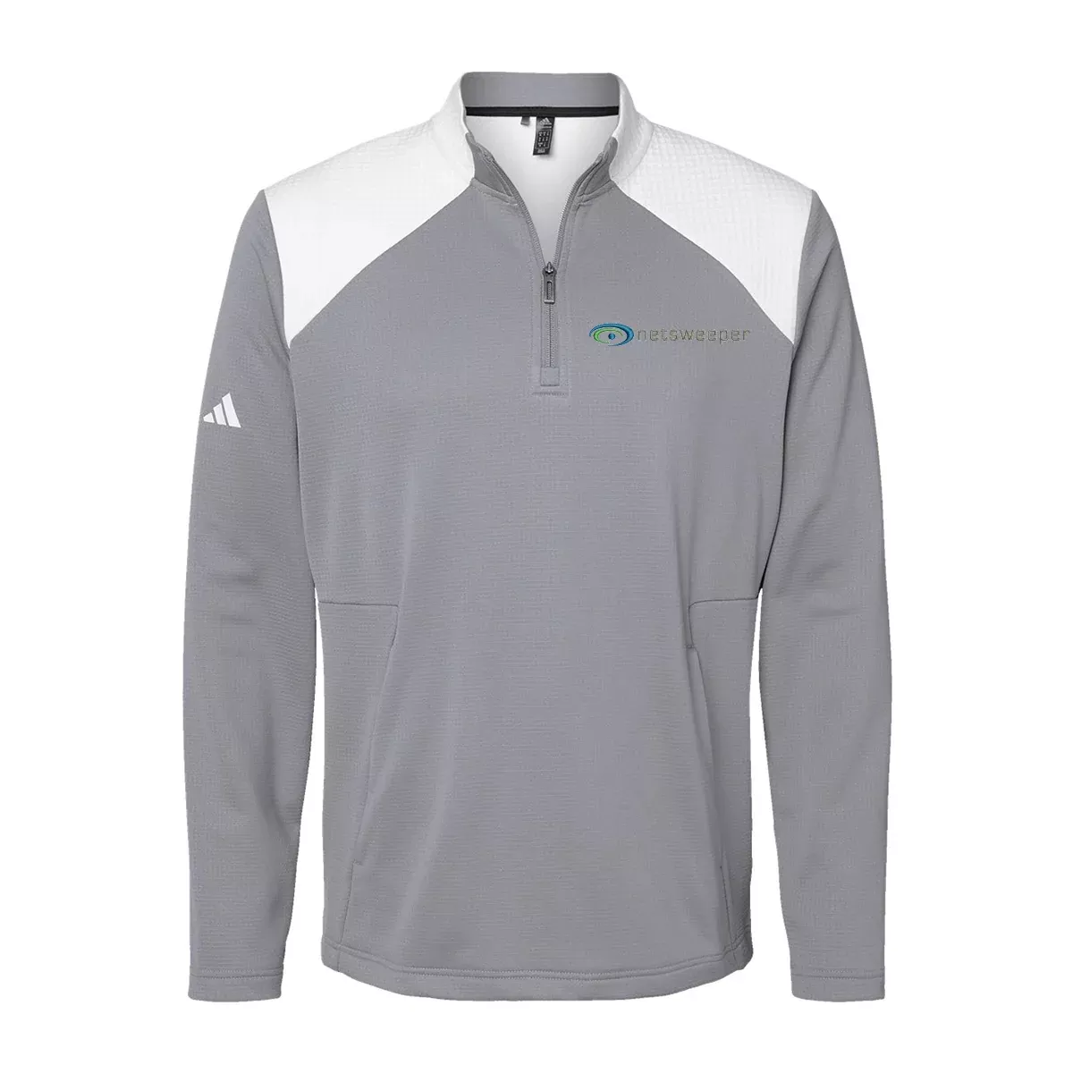 Adidas Textured Mixed Media Quarter-Zip Pullover A532