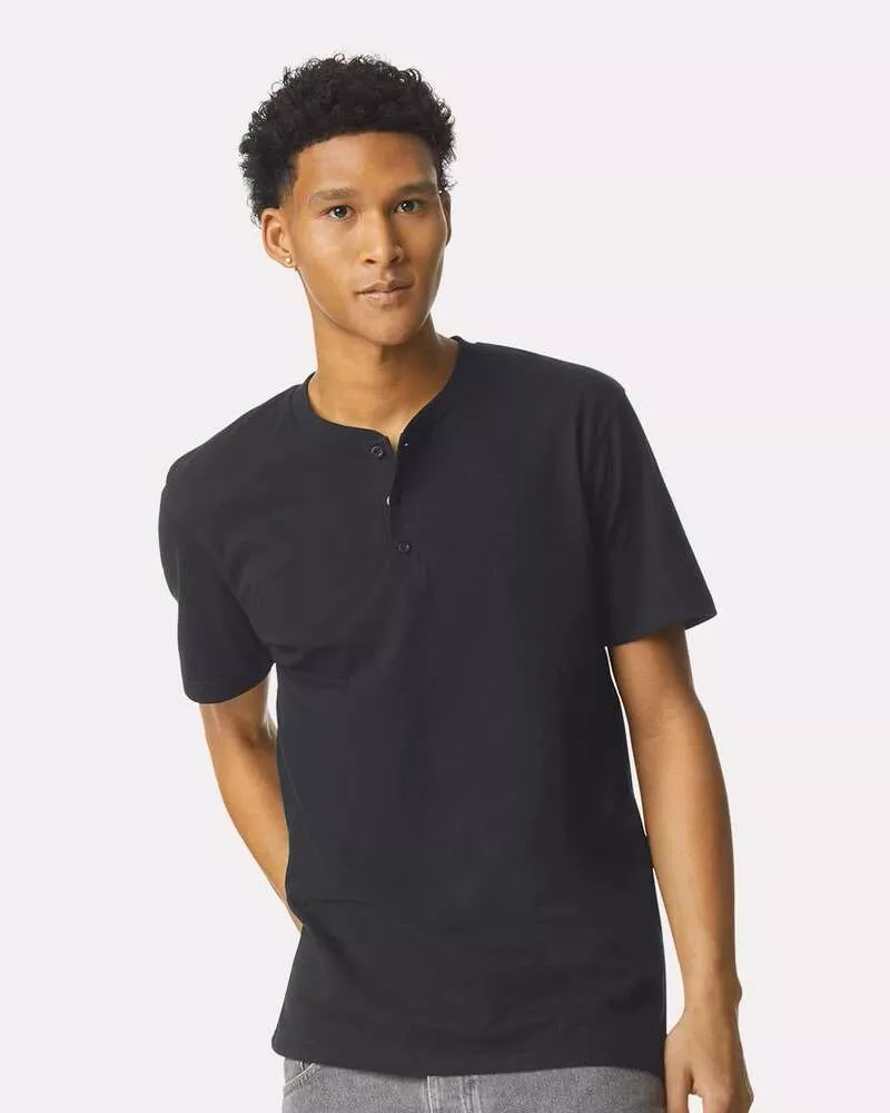 American Apparel 2004CVC - CVC Henley Tee - Black