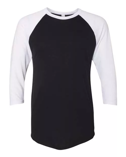 American Apparel BB453W 50/50 Raglan Three-Quarter Sleeve Tee With Custom ScreenPrint