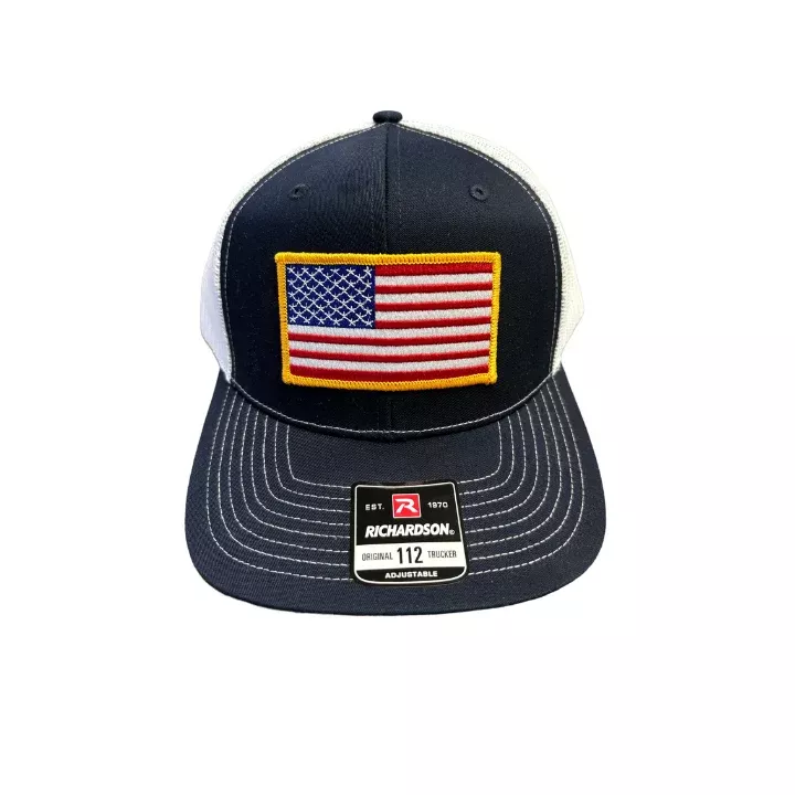 American Flag Patch Richardson 112 Trucker Hat (NAVY /WHITE)