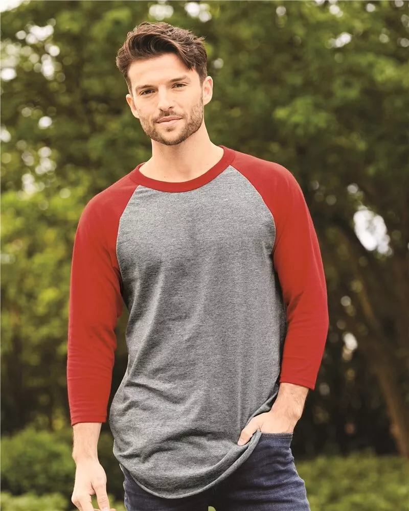 Augusta Sportswear 4420 - Three-Quarter Raglan Sleeve Baseball Jersey - Athletic Heather/ Black