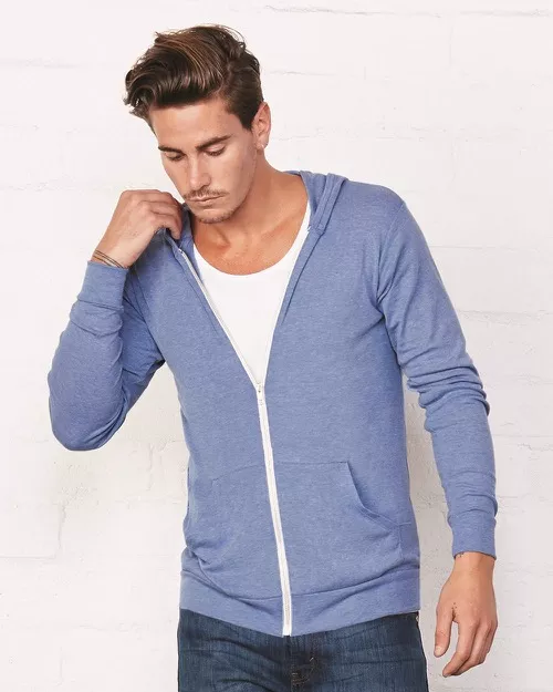 Bella + Canvas – Unisex Triblend Lightweight Hooded Full-Zip Tee