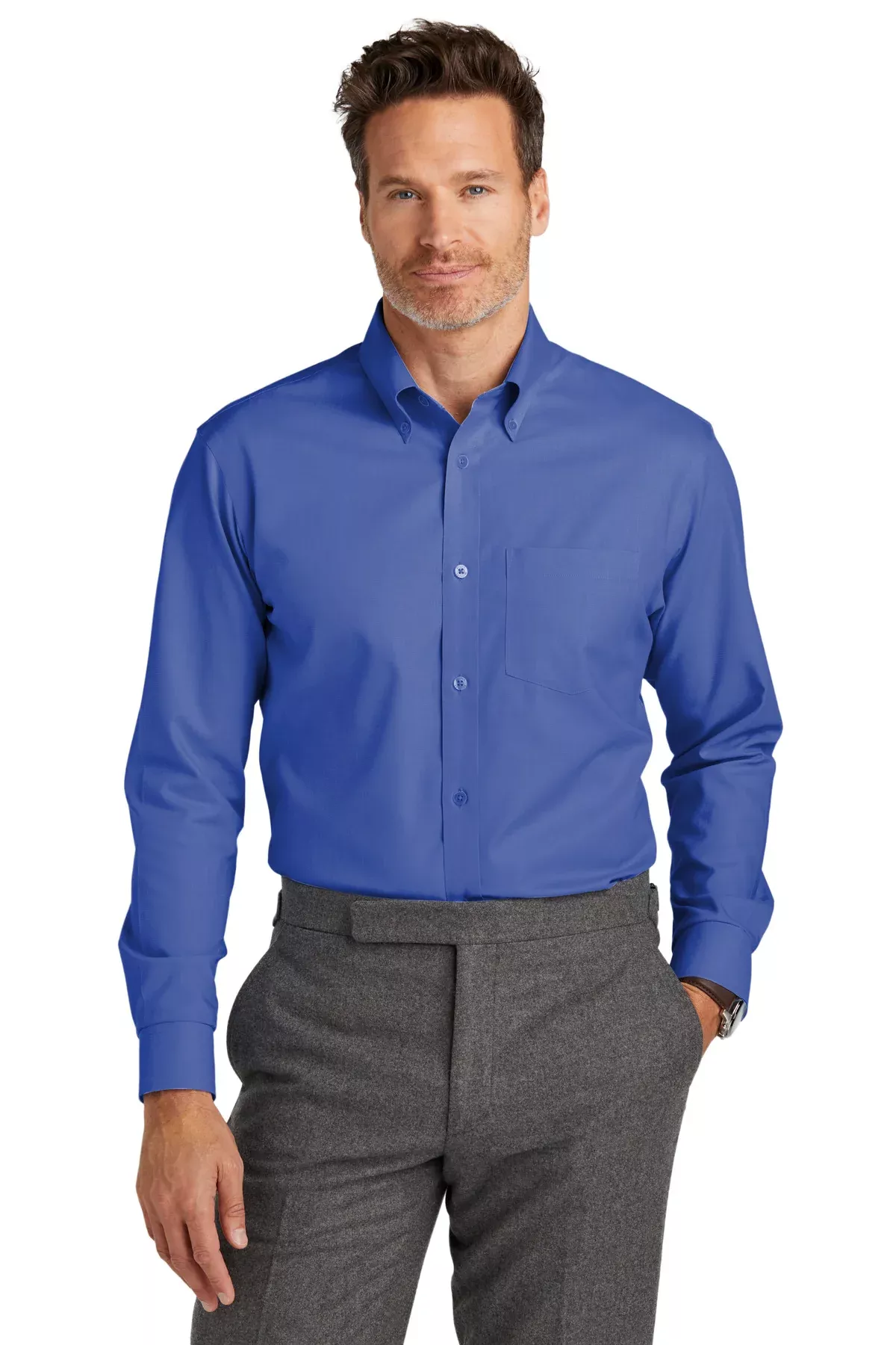 Brooks Brothers TBB18002 Tall Wrinkle-Free Stretch Nailhead Shirt With Custom Embroidery