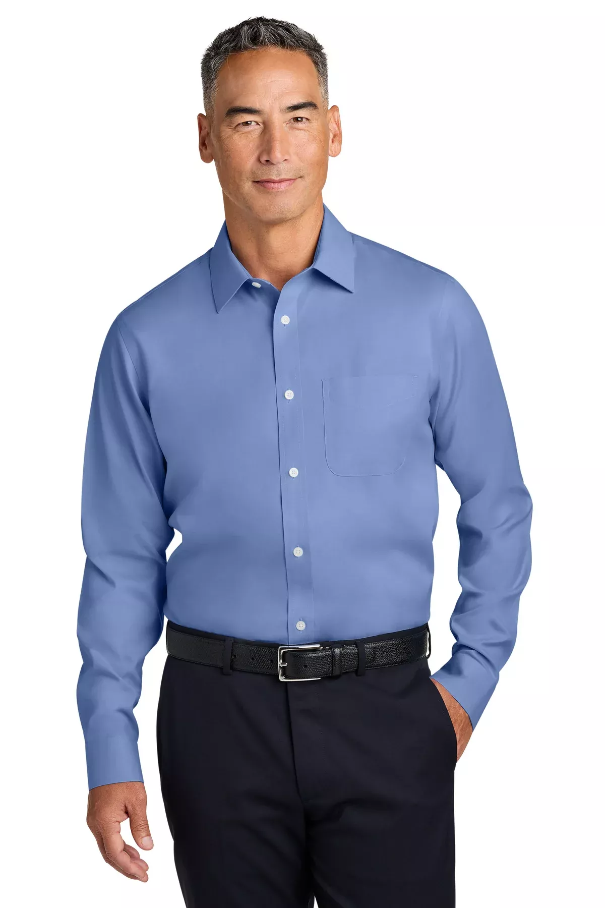 Brooks Brothers Wrinkle-Free Stretch Pinpoint Spread Collar Shirt BB18012 With Custom Embroidery