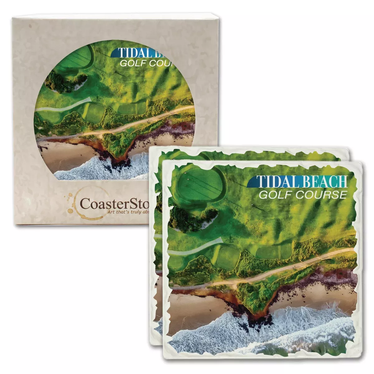 CoasterStone - 2 Pack Absorbent Stone Tumbled Square Coaster