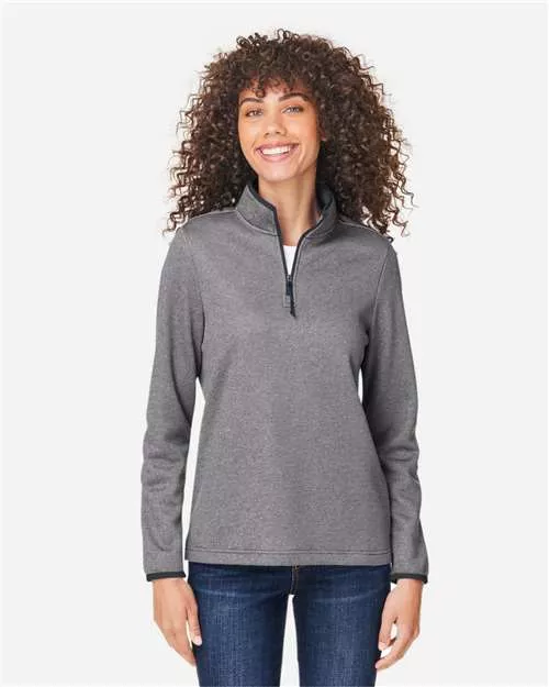CORE365 CE73W Women's Venture Heathered Stripe Quarter-Zip Pullover With Custom Embroidery