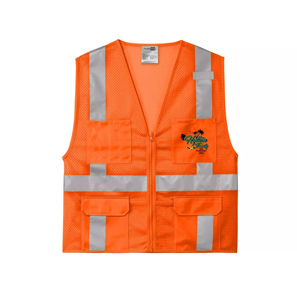 CornerStone ANSI 107 Class 2 Mesh Six-Pocket Zippered Vest, Full Color