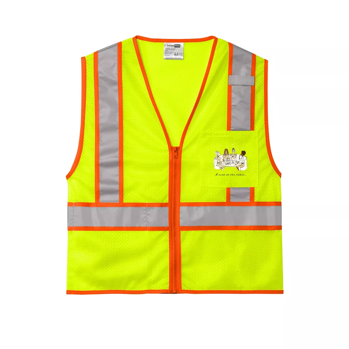 CornerStone ANSI 107 Class 2 Mesh Zippered Two-Tone Vest, Full Color