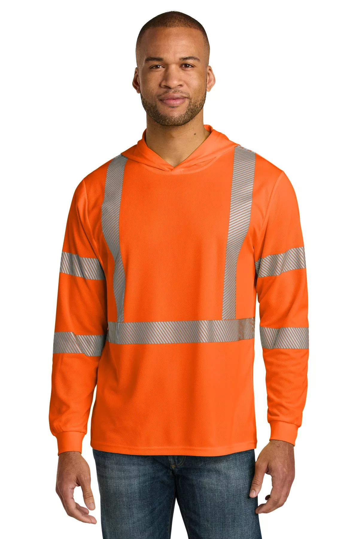 CornerStone CS208 | Tee | ANSI 107 Class 3 Long Sleeve Segmented Tape Hooded