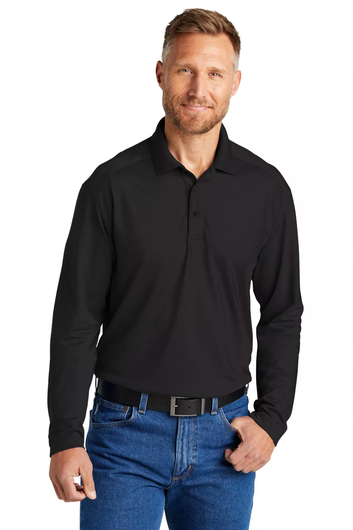 CornerStone CS418LS Select Lightweight Snag-Proof Long Sleeve Polo With Custom Embroidery