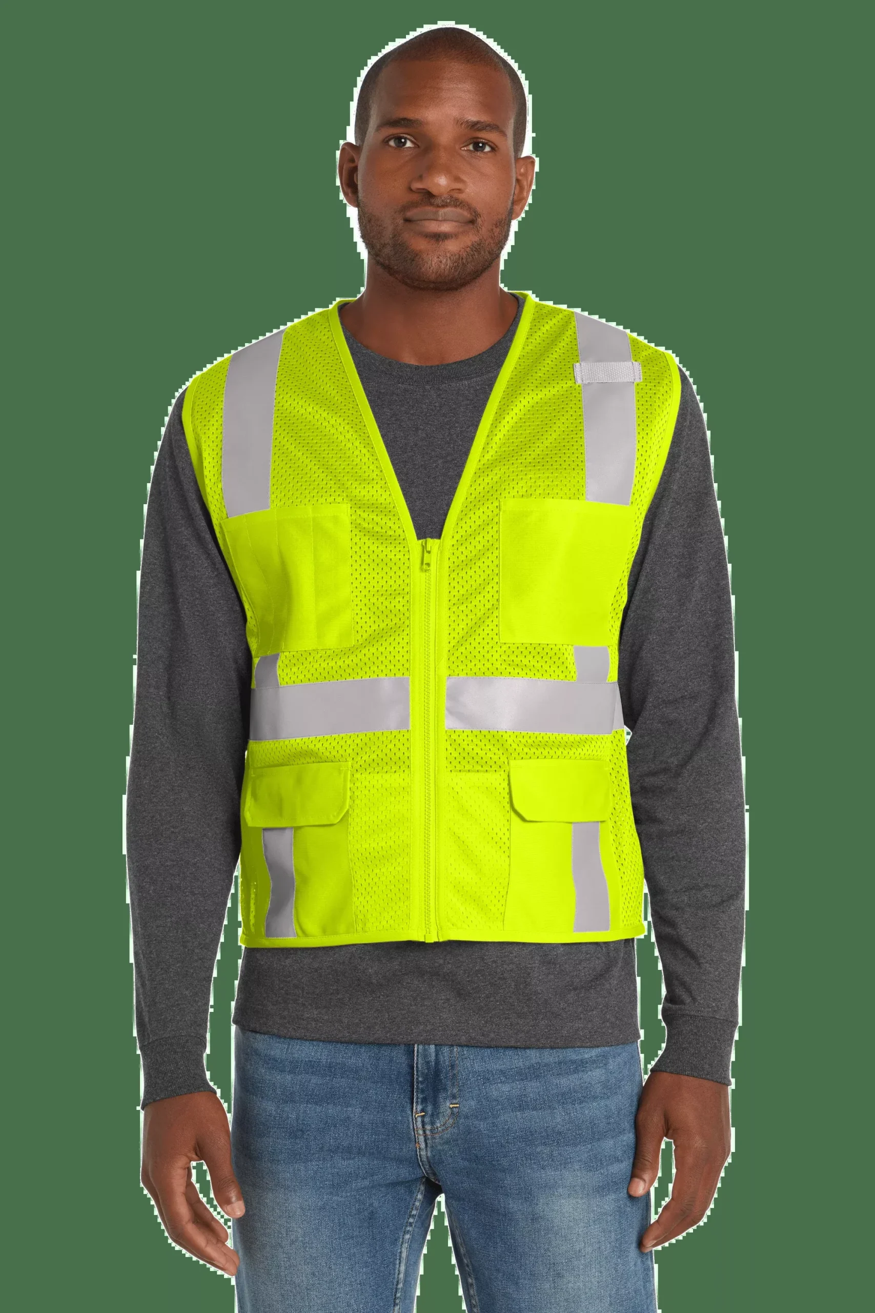 CornerStone - Men's ANSI 107 Class 2 Mesh Six-Pocket Zippered Vest