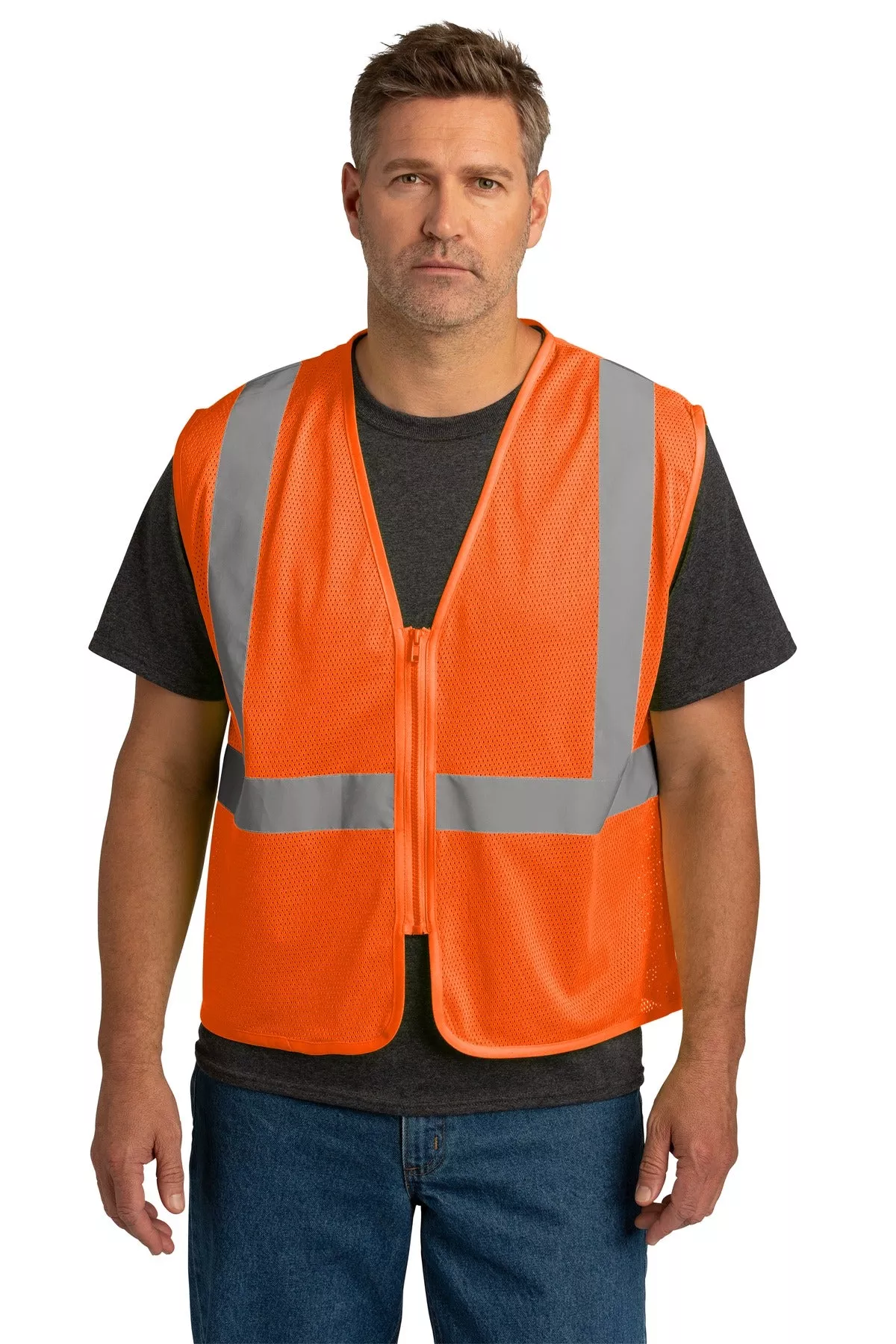 CornerStoneANSI 107 Class 2 Economy Mesh Zippered Vest. CSV101