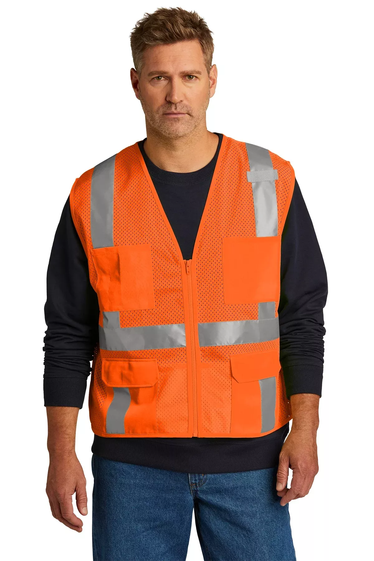 CornerStoneANSI 107 Class 2 Mesh Six-Pocket Zippered Vest. CSV104