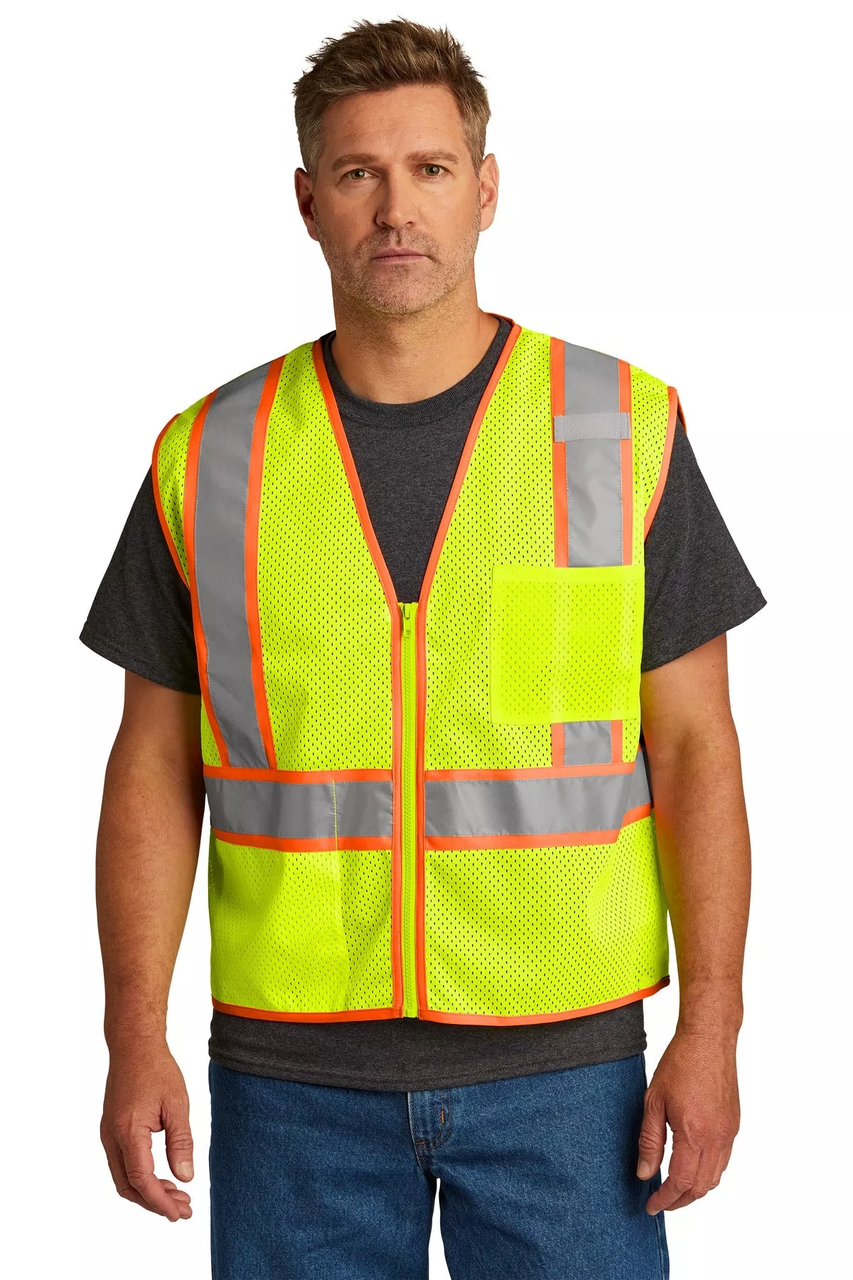 CornerStoneANSI 107 Class 2 Mesh Zippered Two-Tone Vest. CSV103