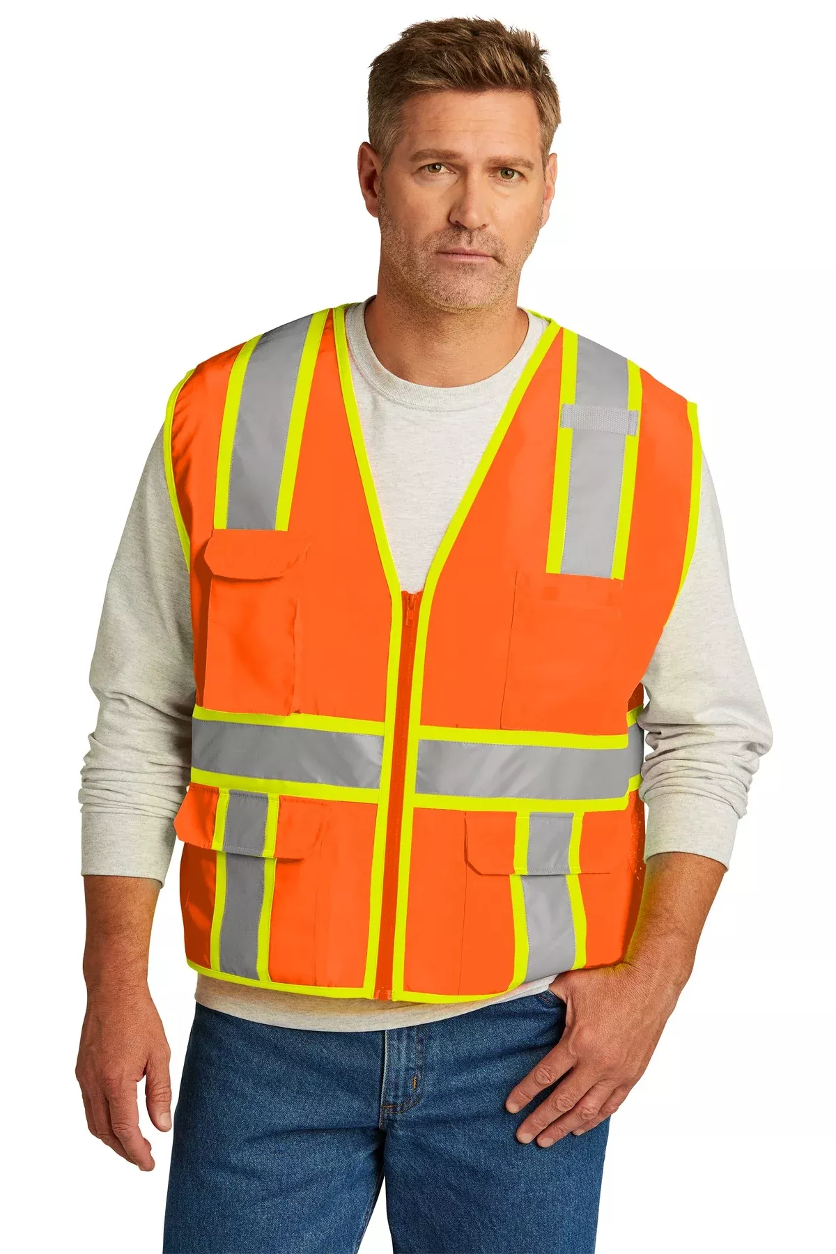 CornerStoneANSI 107 Class 2 Surveyor Zippered Two-Tone Vest. CSV105