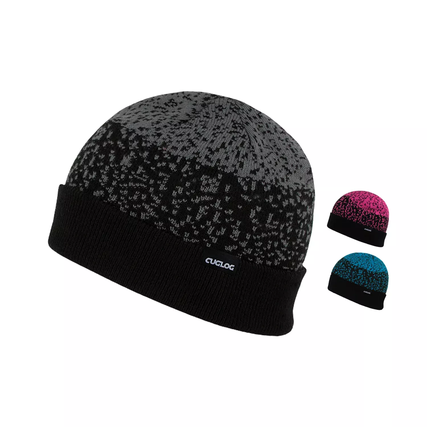 Cuglog K042 Three Tone Digital Gradient Cuffed Knit Beanies Hats Winter Ski Skull Caps