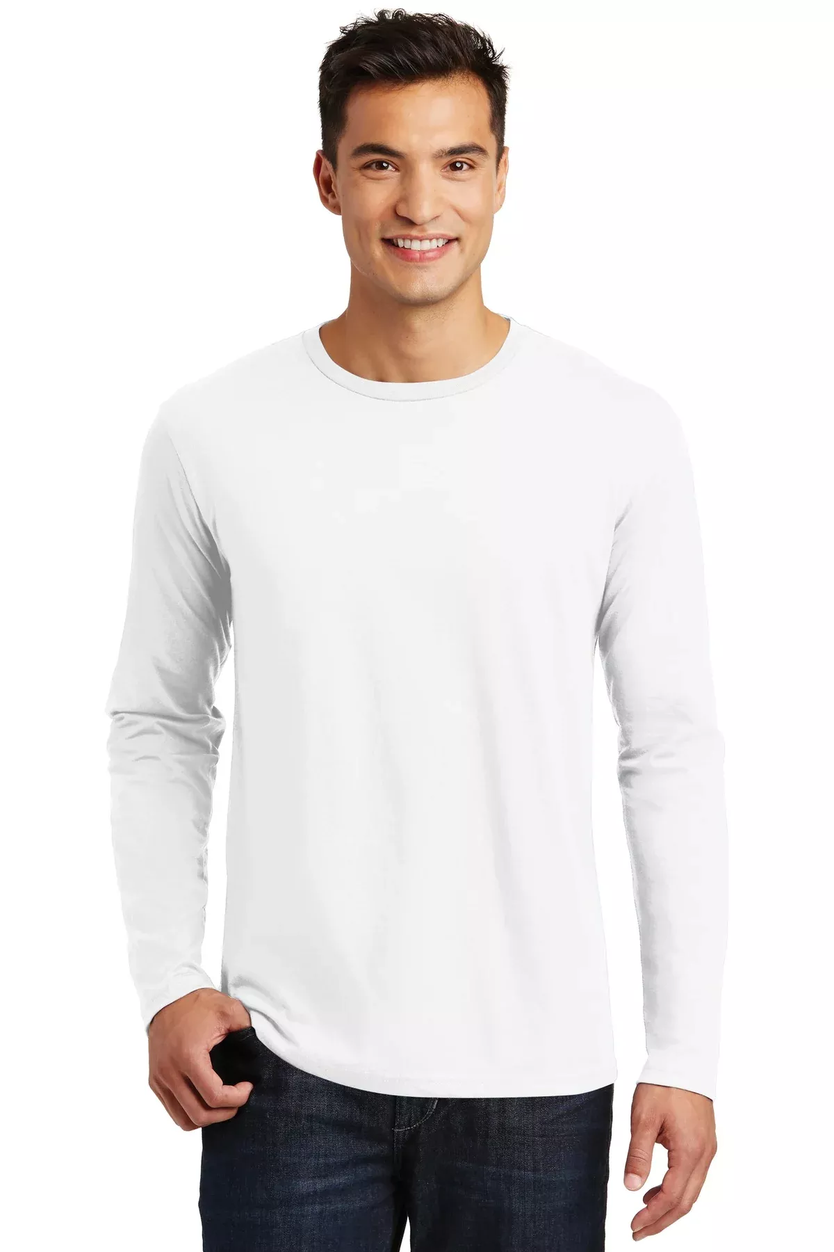 Custom Embroidered - DistrictPerfect Weight Long Sleeve Tee. DT105