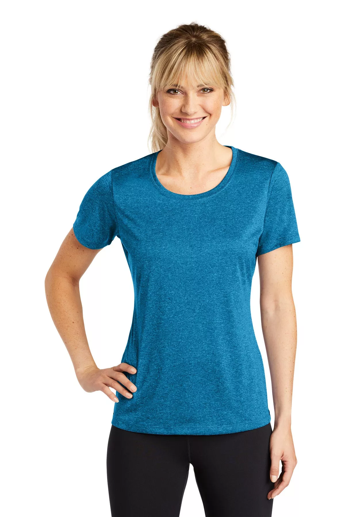 Custom Embroidered - Sport-Tek Ladies Heather Contender™ Scoop Neck Tee. LST360