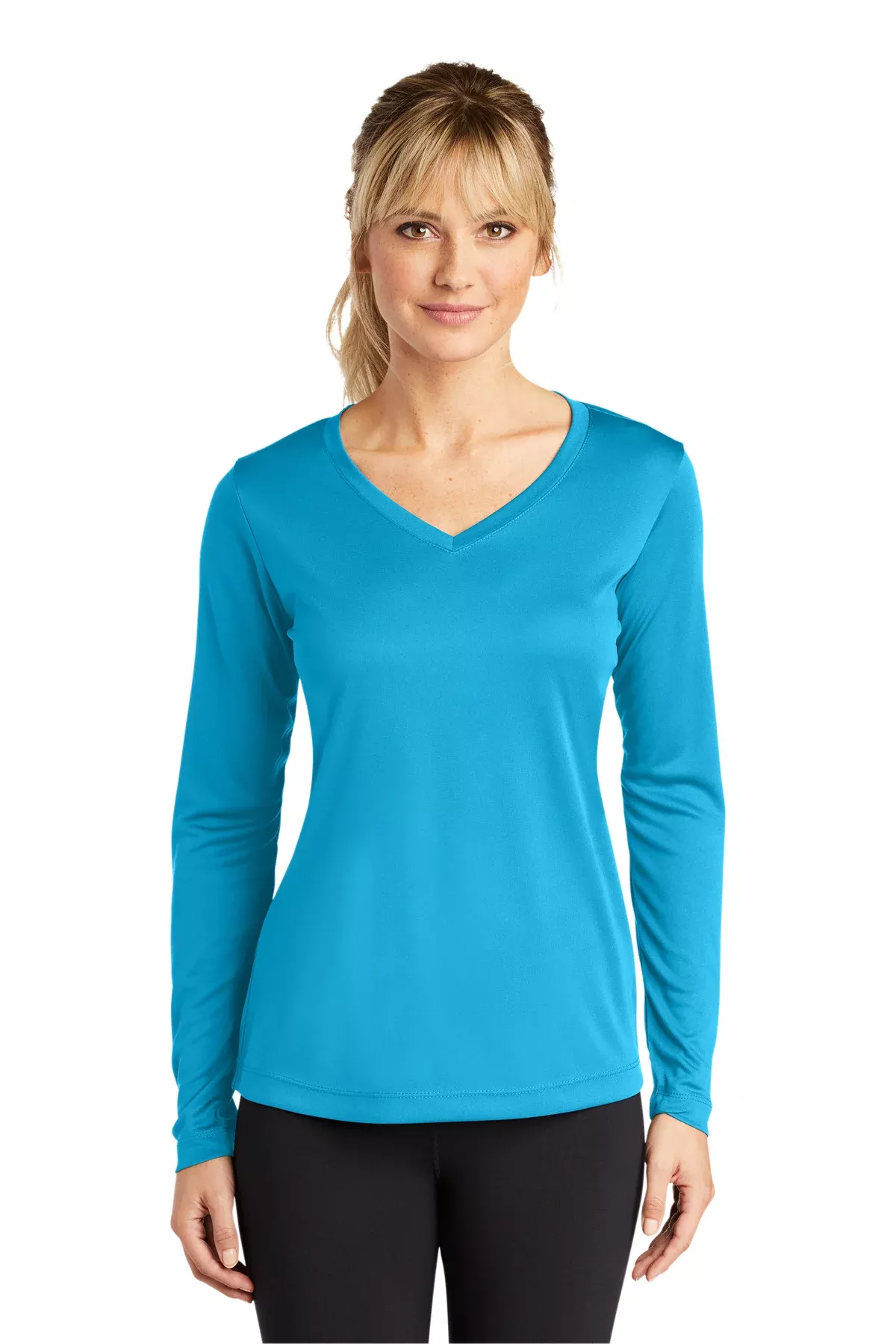 Custom Embroidered - Sport-Tek Ladies Long Sleeve PosiCharge Competitor™ V-Neck Tee. LST353LS