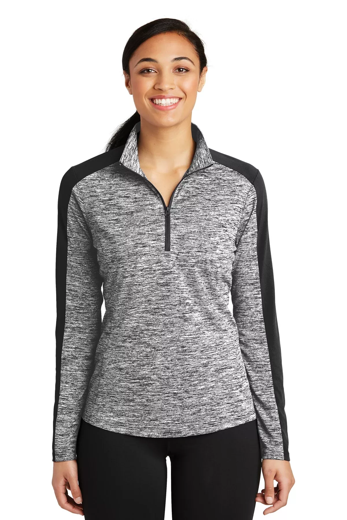 Custom Embroidered - Sport-Tek Ladies PosiCharge Electric Heather Colorblock 1/4-Zip Pullover. LST397