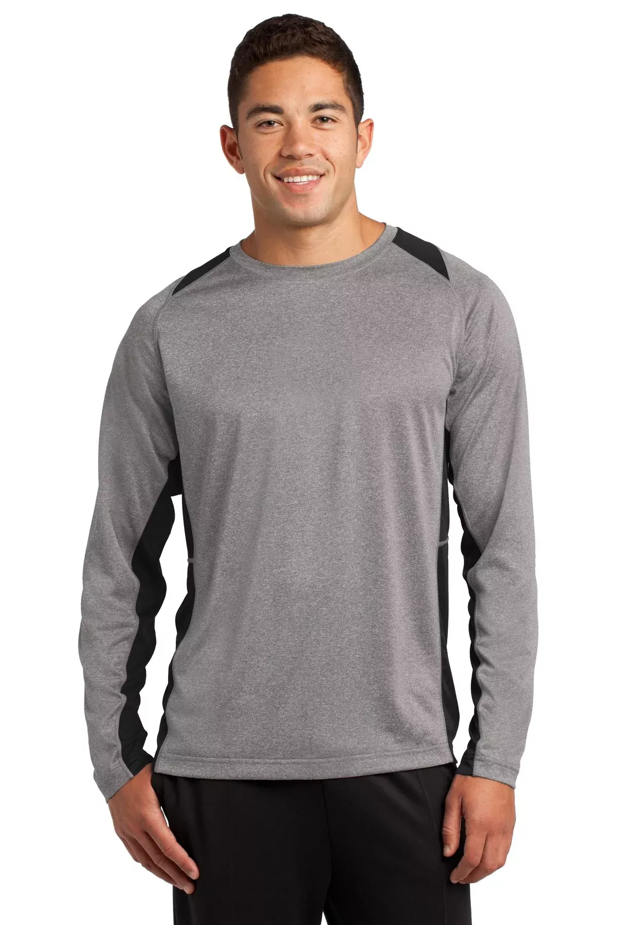 Custom Embroidered - Sport-Tek Long Sleeve Heather Colorblock Contender™ Tee. ST361LS