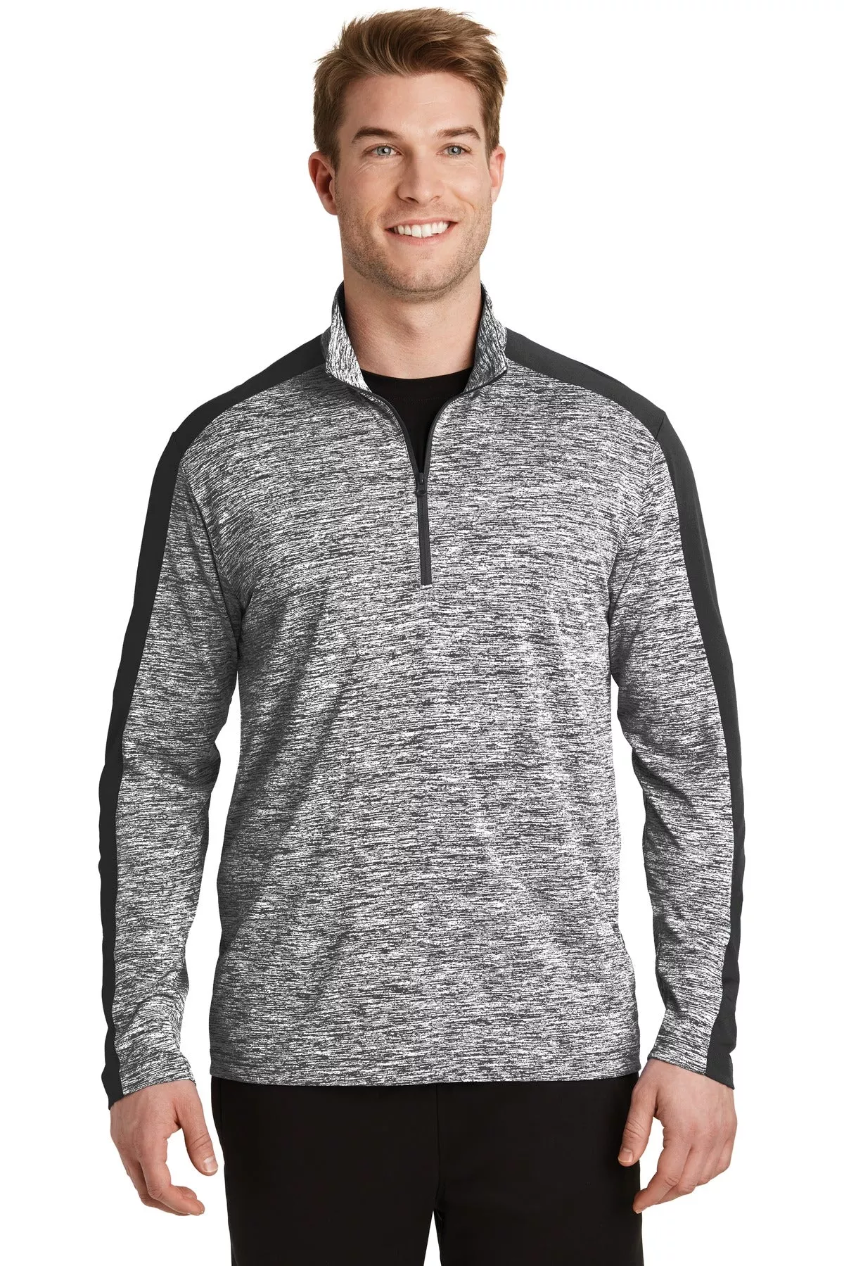 Custom Embroidered - Sport-Tek PosiCharge Electric Heather Colorblock 1/4-Zip Pullover. ST397