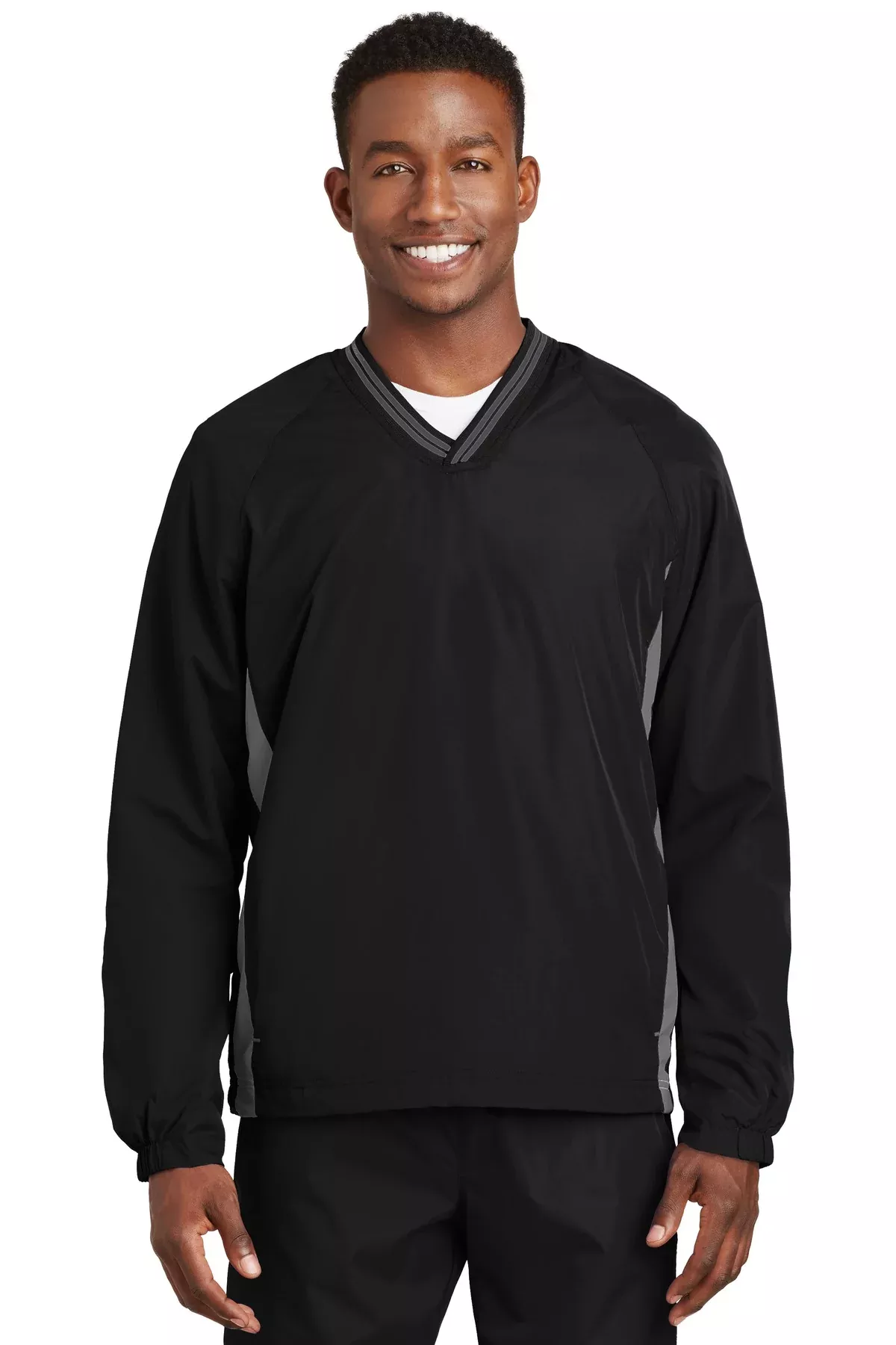 Custom Embroidered - Sport-Tek Tipped V-Neck Raglan Wind Shirt. JST62