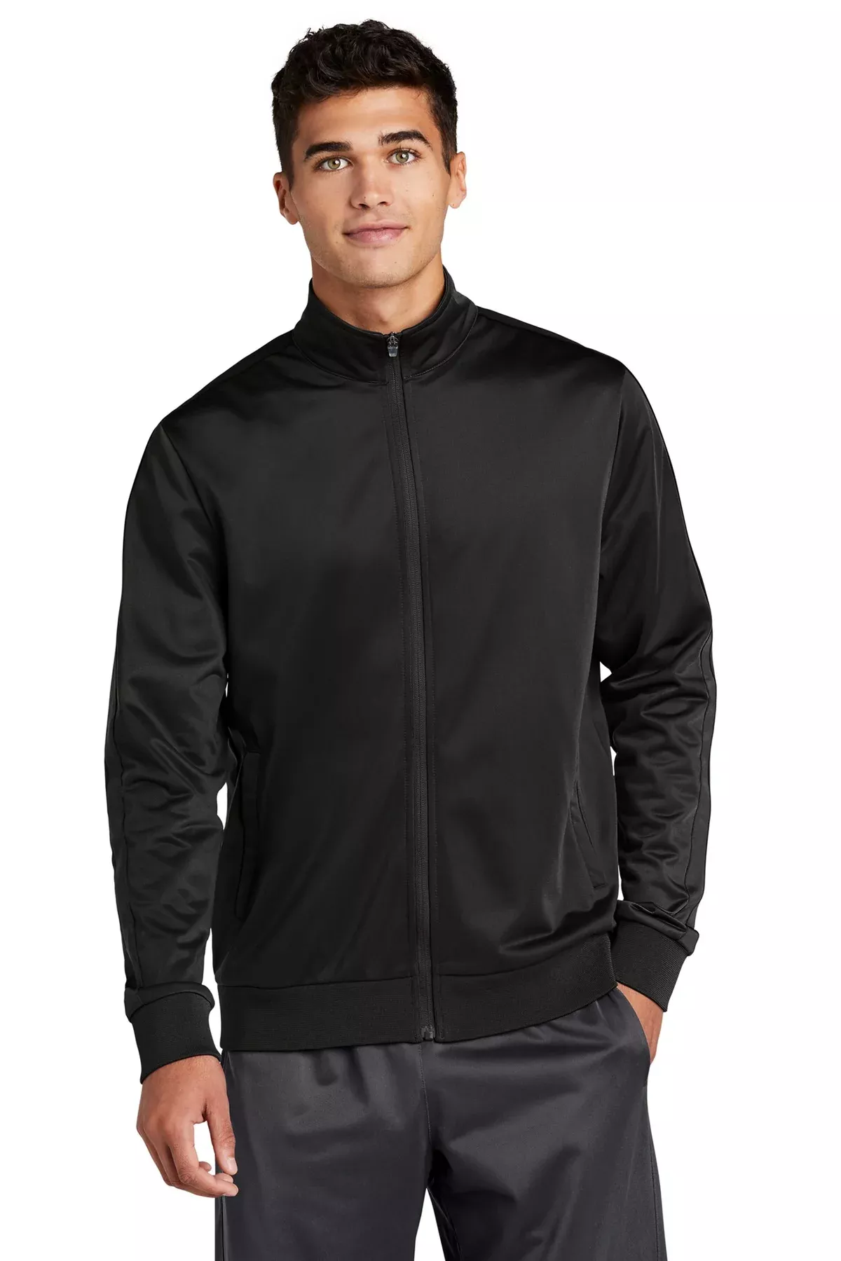 Custom Embroidered - Sport-TekTricot Sleeve Stripe Track Jacket. JST94