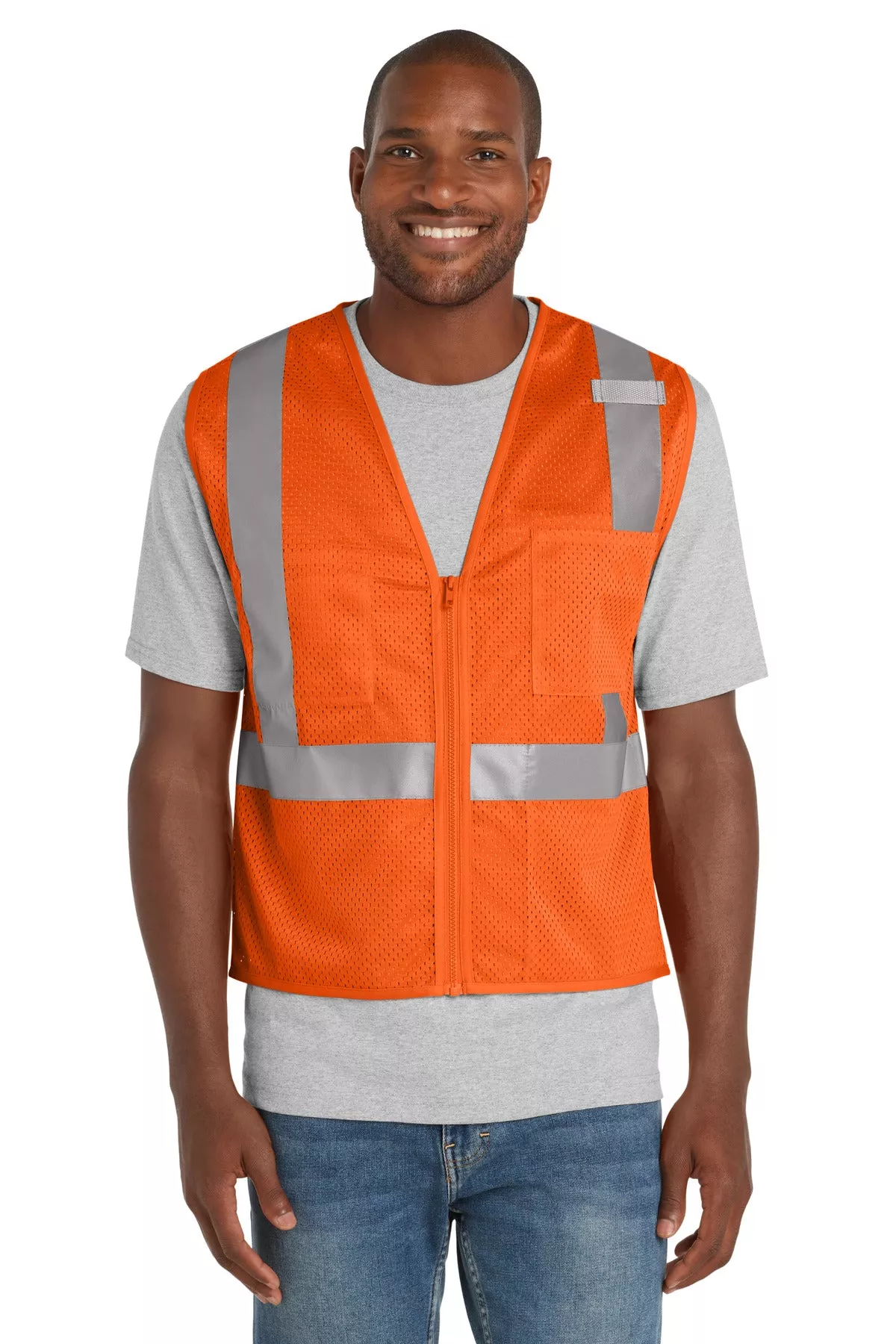 Custom Embroidery or DTF Print - CornerStoneANSI 107 Class 2 Mesh Zippered Vest. CSV102