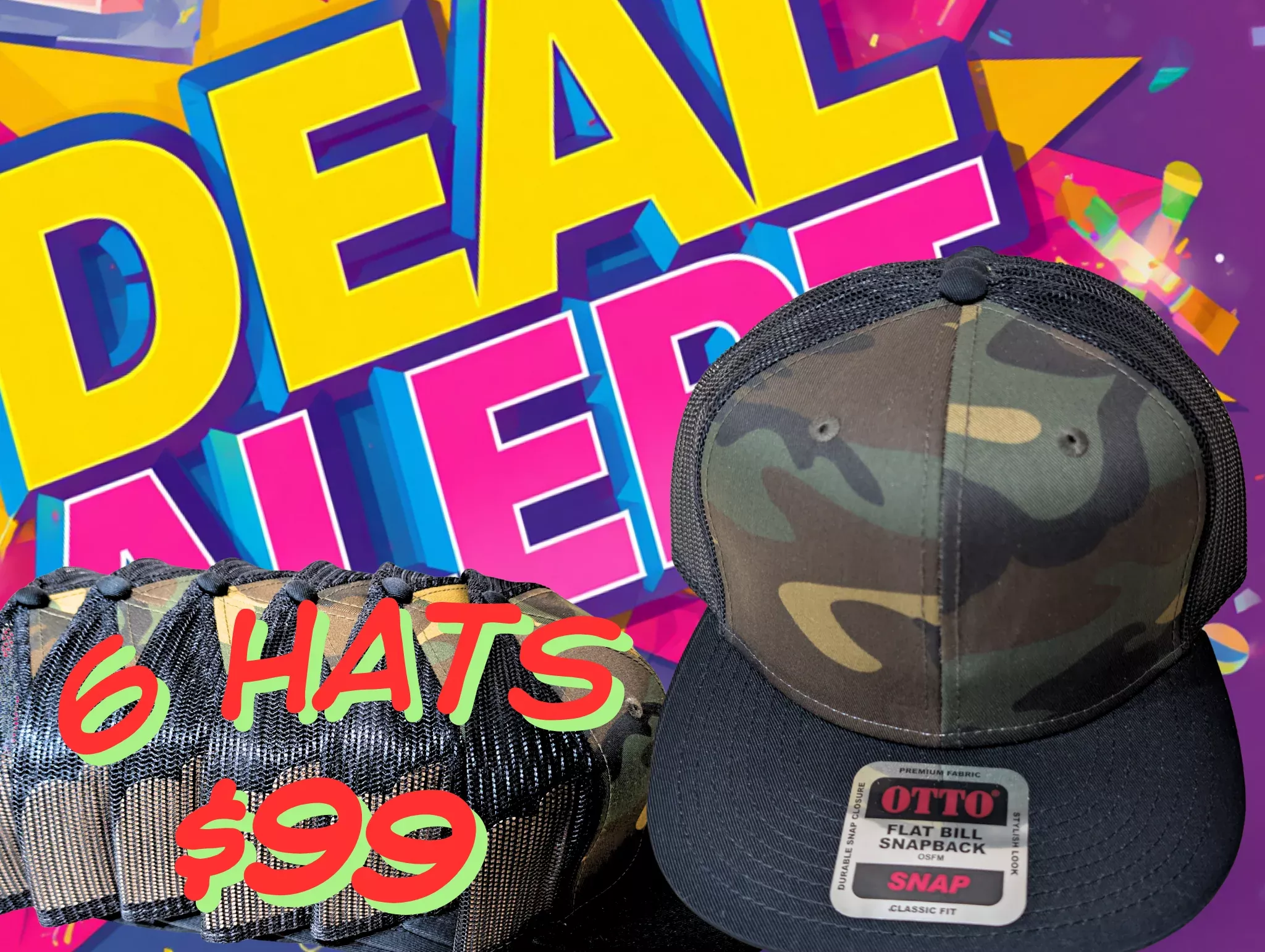 Customized 6 Otto lids for 99 - Embroidered Otto 141-1070 Camo