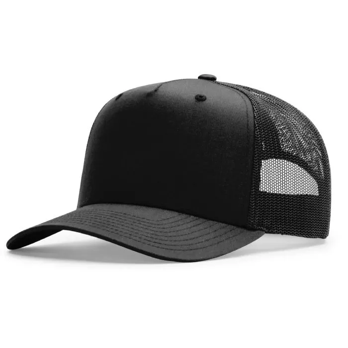 Customized Richardson - 5 Panel Champ Trucker Cap - 112FPC - BLACK