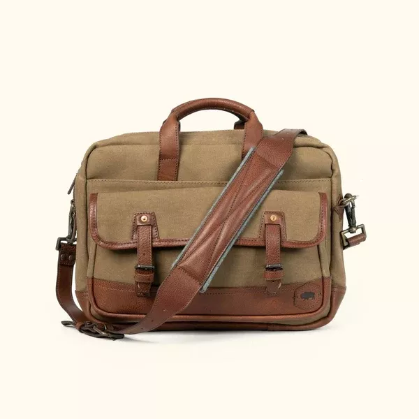 Dakota Reserve Waxed Canvas Leather Briefcase